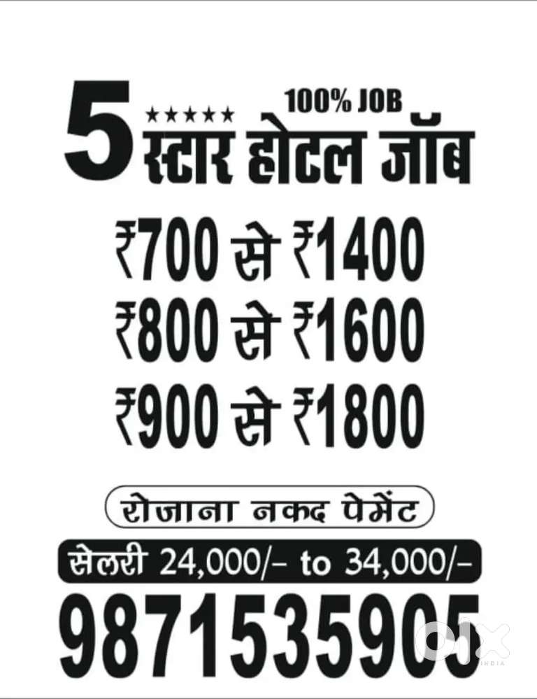 45 waiter requirment in 5 Star hotels
