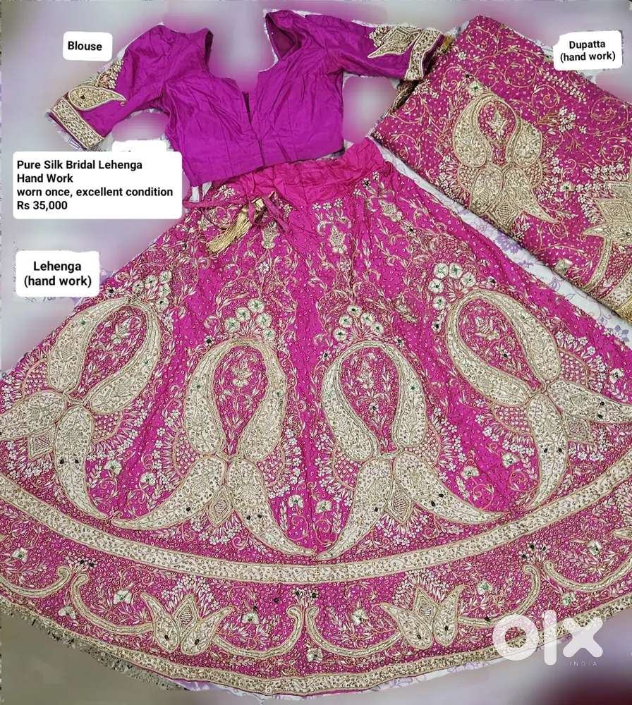 Bridal Lehenga, Banarasi saree, Pure Silk, Handwork, Huge discount