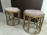 Pair of Cane stool with cushion