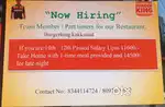 We are hiring Team members / part time for our restaurant