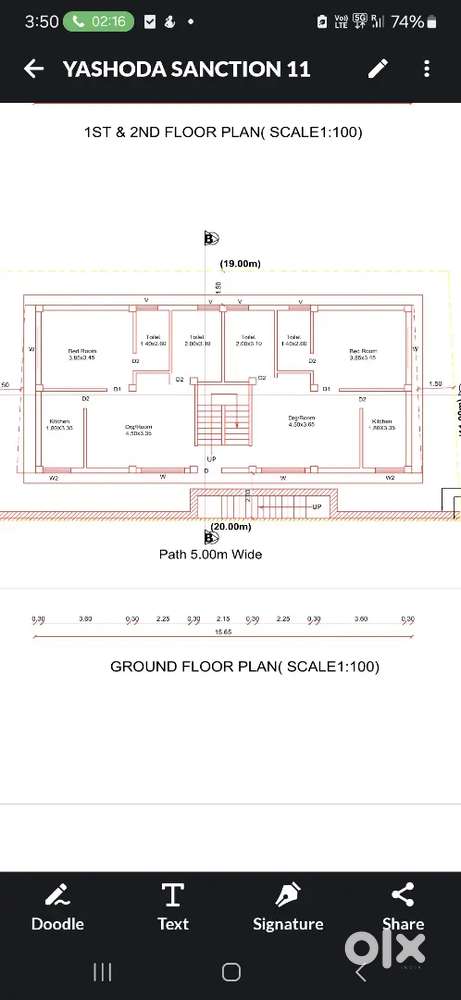 Plot and 4 floor map pass from town and country planing