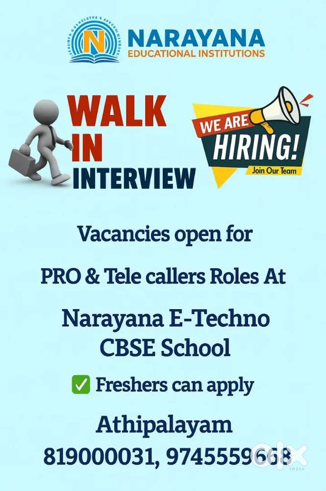 Need PROs & Telecallers for Group of schools