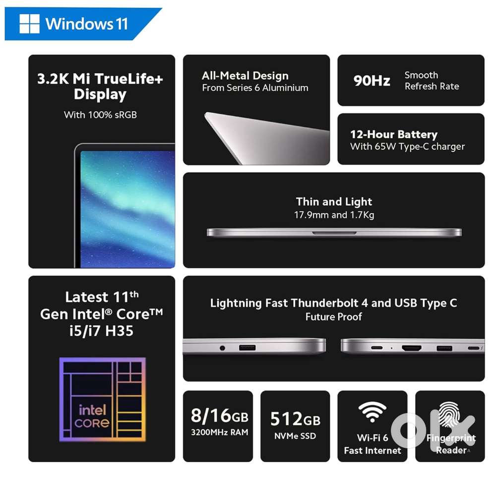 15.6 laptop 3.2K Resolution - 90 Hz display, 512 GB SSD, 16 GB RAM