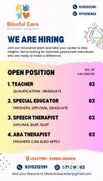 ABA Therapist, Speech therapist, Special educator