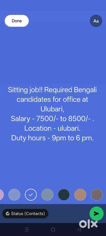 Direct joining, Required Bengali known Candidates for office,