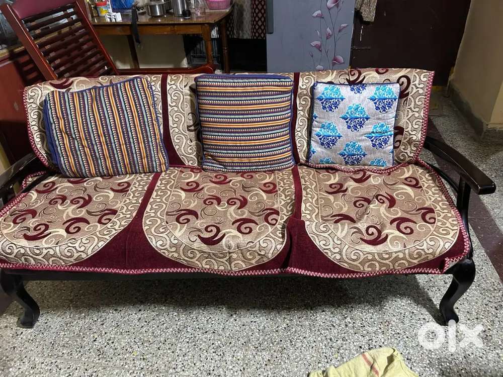 Teak wood 5 seater sofa