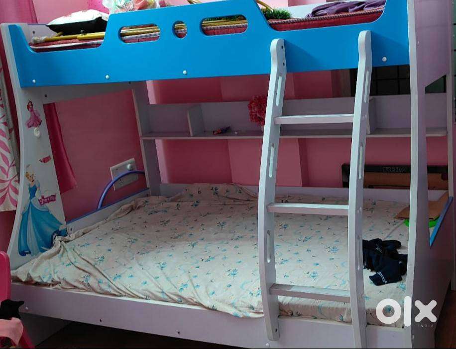 White  and Blue Kids Bunk Bed