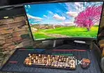 Intel i5 computer with Sony PS4 gaming console with 27 inches fixed ra
