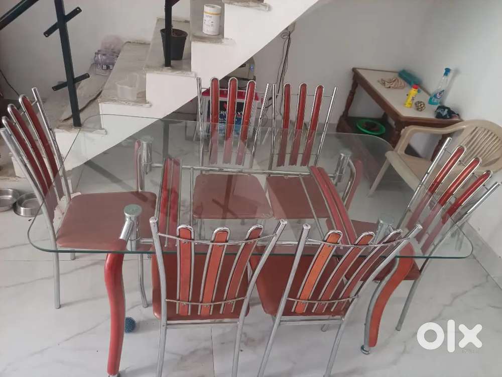 Glass Top 3×5 6 Seater Dinning Table for sale