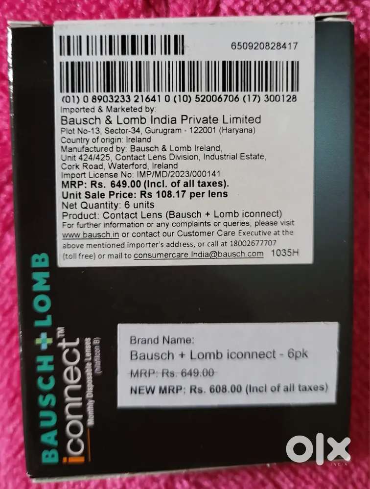 Bausch and lomb contact lens -2 power