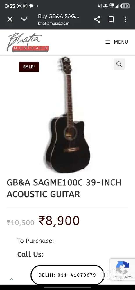 ACOUSTIC GUITAR GB&A SAGME100C 39-INCH