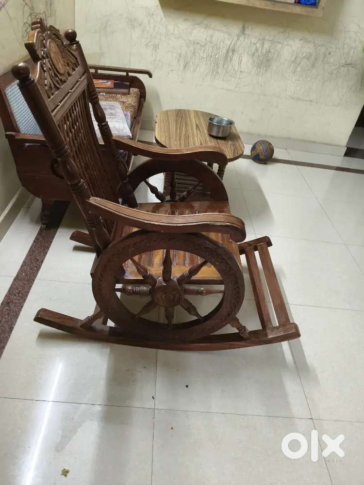 Teak wood revolving chair
