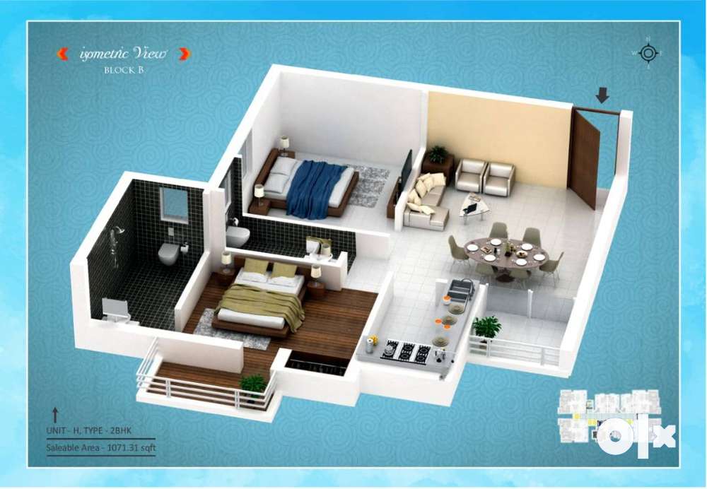 2 bhk flat available for sale in prime location.