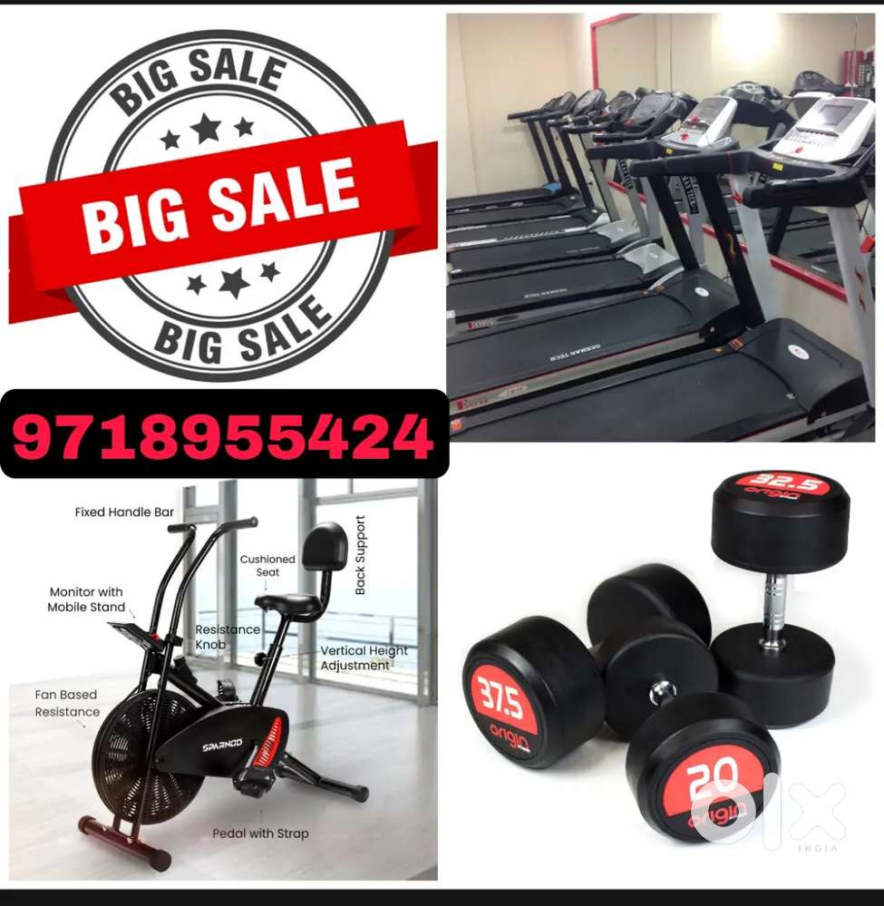 All gym equipment exercise cycle and treadmill