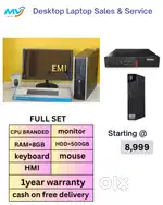 Desktop Laptop CPU Full Set i3-i5-i7 Available @ Low PriceRam - 8GB DD
