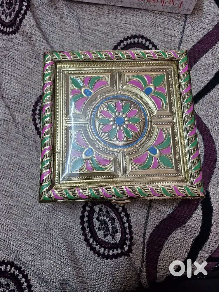 Decorative Meenakari-Style Box Jewellery / Dry Fruit Box, Lockable