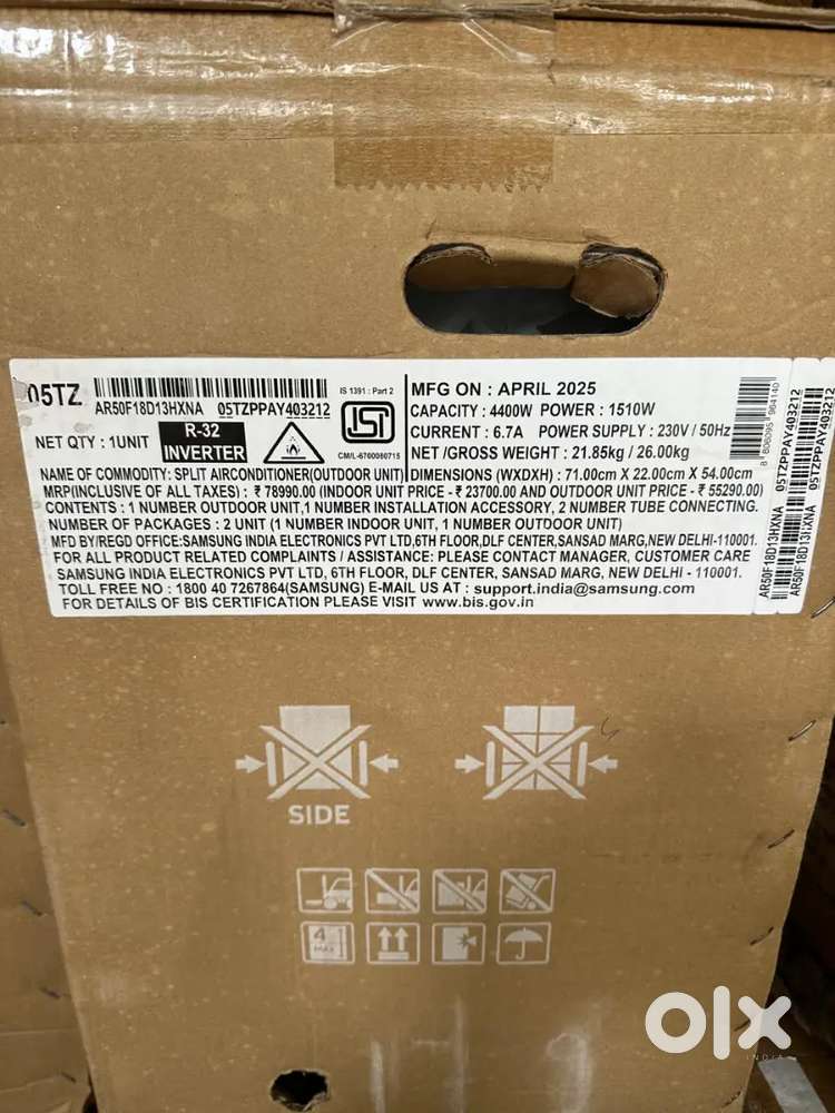 Brand new Samsung 1 ton  3 star inverter split Ac