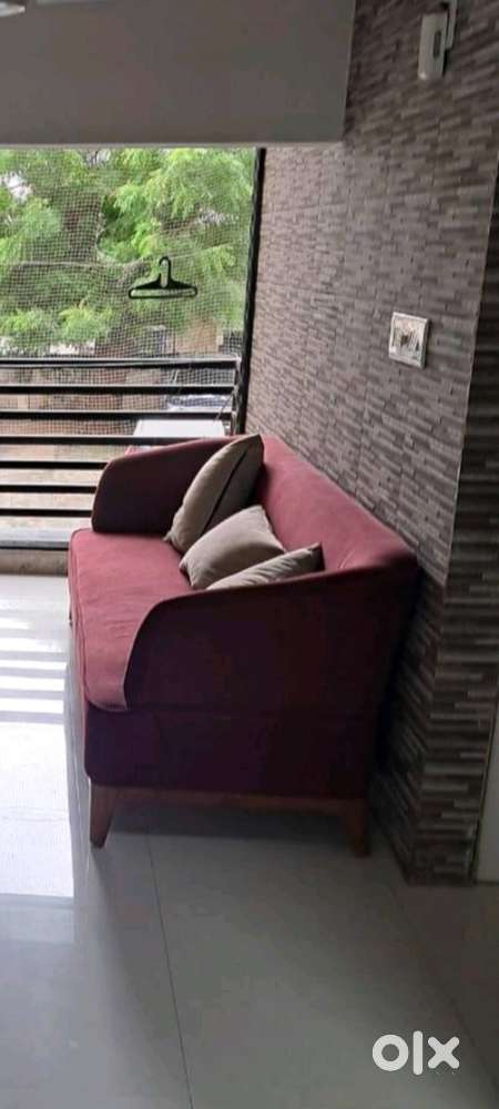 Vintage maroon aesthetic jute sofa from Neptune house