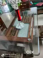 6 seater Dining table with glass top with 6 chair