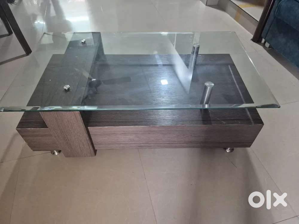 Wooden and glass center table