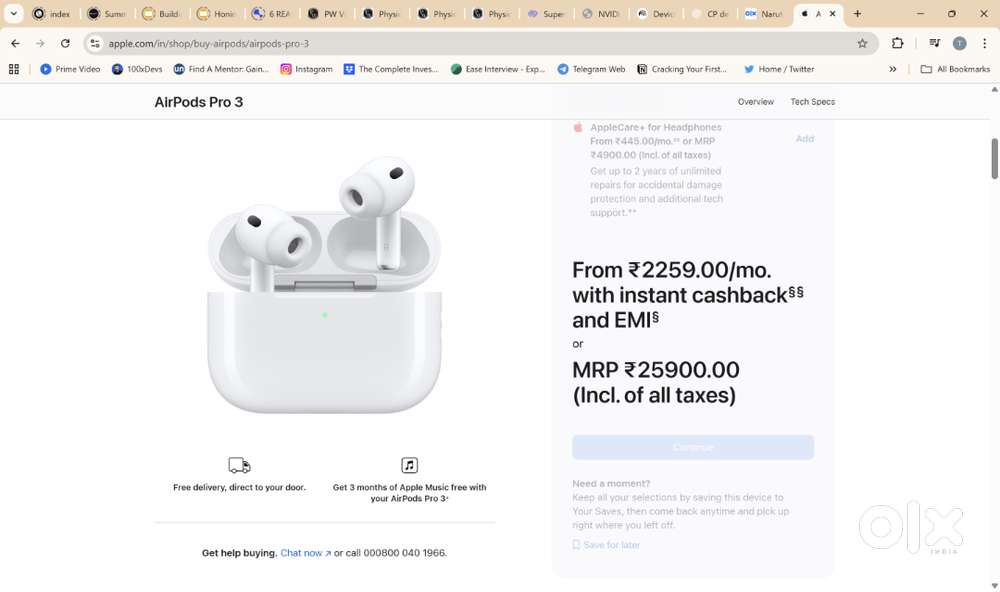 Apple airpods pro 3 brand new sealed pack with 1 year warranty