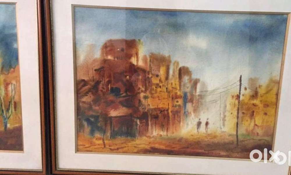 Framed pieces of art watercolour and oil