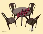 New plastic four seater dining table set chair furniture restaurant fu