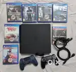 PS4 Slim with 2 Controllers and 7 Games