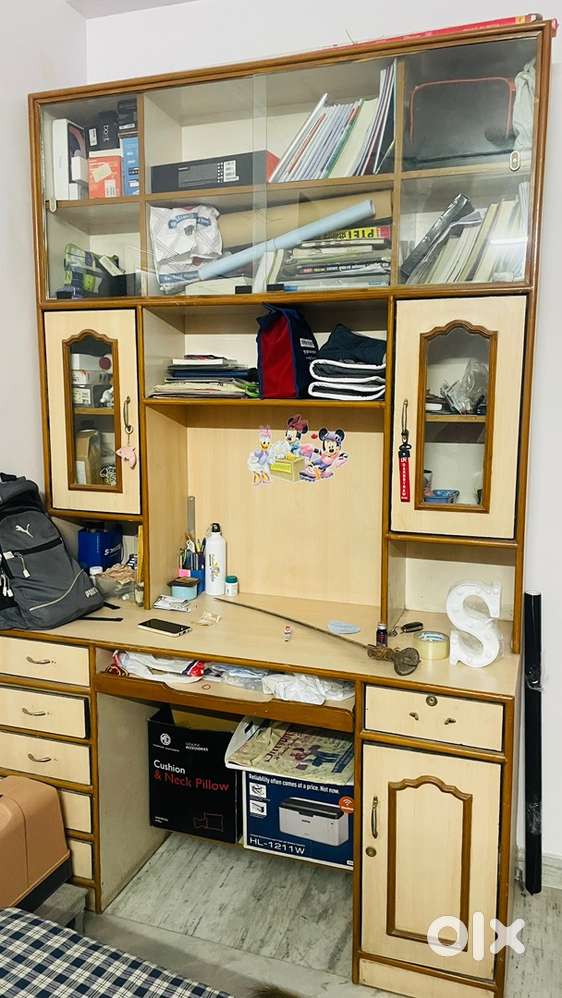 Computer table with book shelf and storage for students