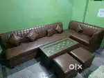 L Shape Sofa 4 + 2 + 2 with glass top center table