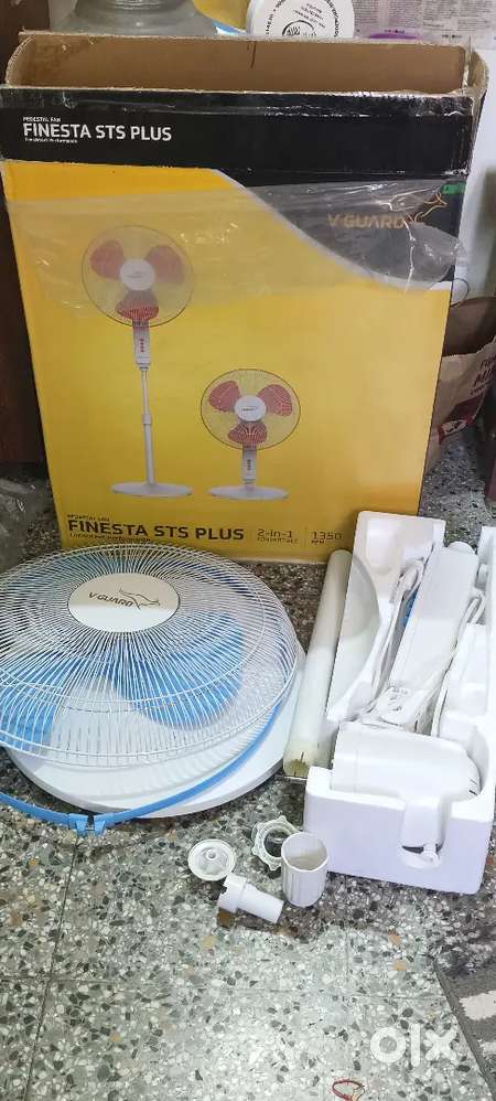 V-Guard Finesta Sts Plus 16-inch Pedestal Fan blue in colour