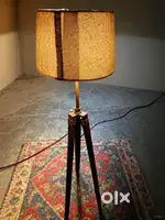 Vintage Decorative Tripod lamp, jute drums shed for living room