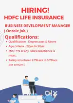Kozhikode/HDFC life insurance/Degree pass/Min 1yr sales exp is must )