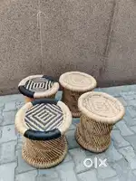 Natural bamboo mudha stool/ Wooden Charpai/ Unique design wall hanging