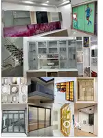 Glass tuff  mirror profil aluminum partition  door upvc window etc.