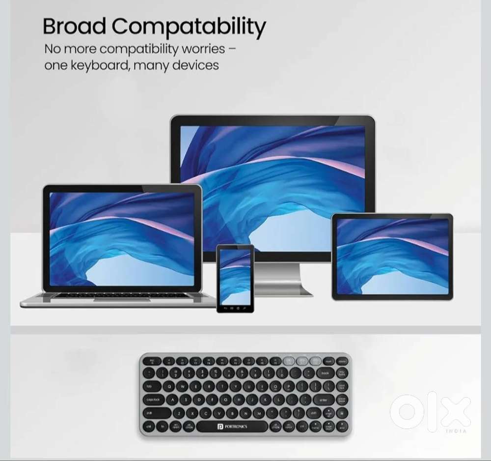 Portronics Bubble 2.0 Wireless Keyboard with Bluetooth + 2.4 GHz Recei