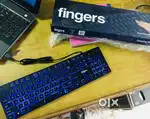 FINGERS Gleaming BlueLit Wired Backlit Keyboard