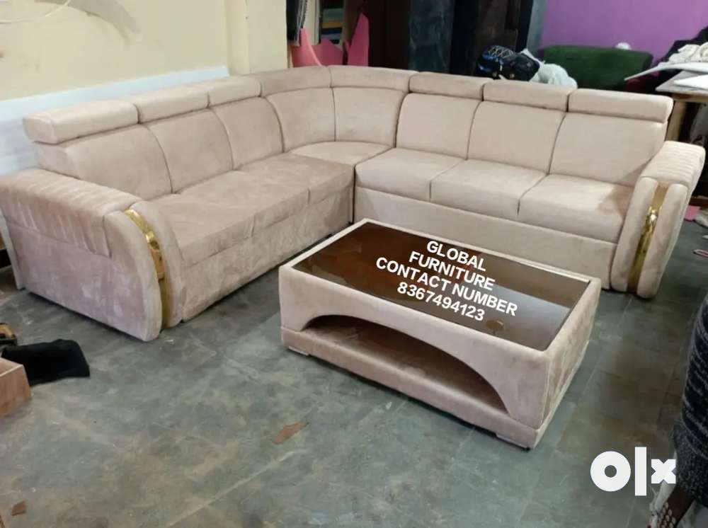 ROUND HANDLE L SHAPE SOFA SET AVAILABLE IN GLOBAL FURNITURE FACTORY UN