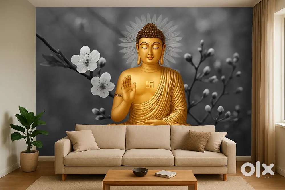 GOLDEN GOUTHAM BUDDHA wall poster sticker type