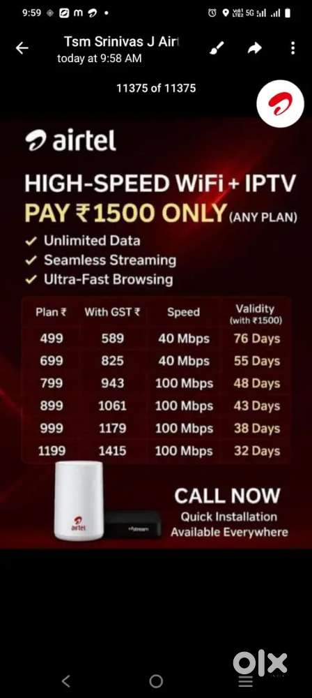 Airtel IP TV Wi-Fi connection Pan and service jio Wi-Fi connection