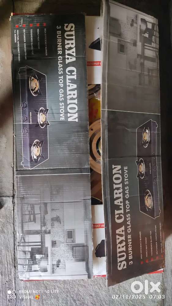 Surya Flame 3 Burner Smart Plus LPG Gas Stove Chulha Smart