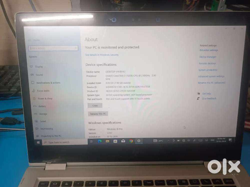 HP Elitebook i7 7th Gen Slim touch Laptop