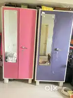 Set of 2 Metal Wardrobes with Mirrors