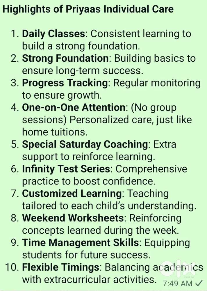 Individual care Tuitions