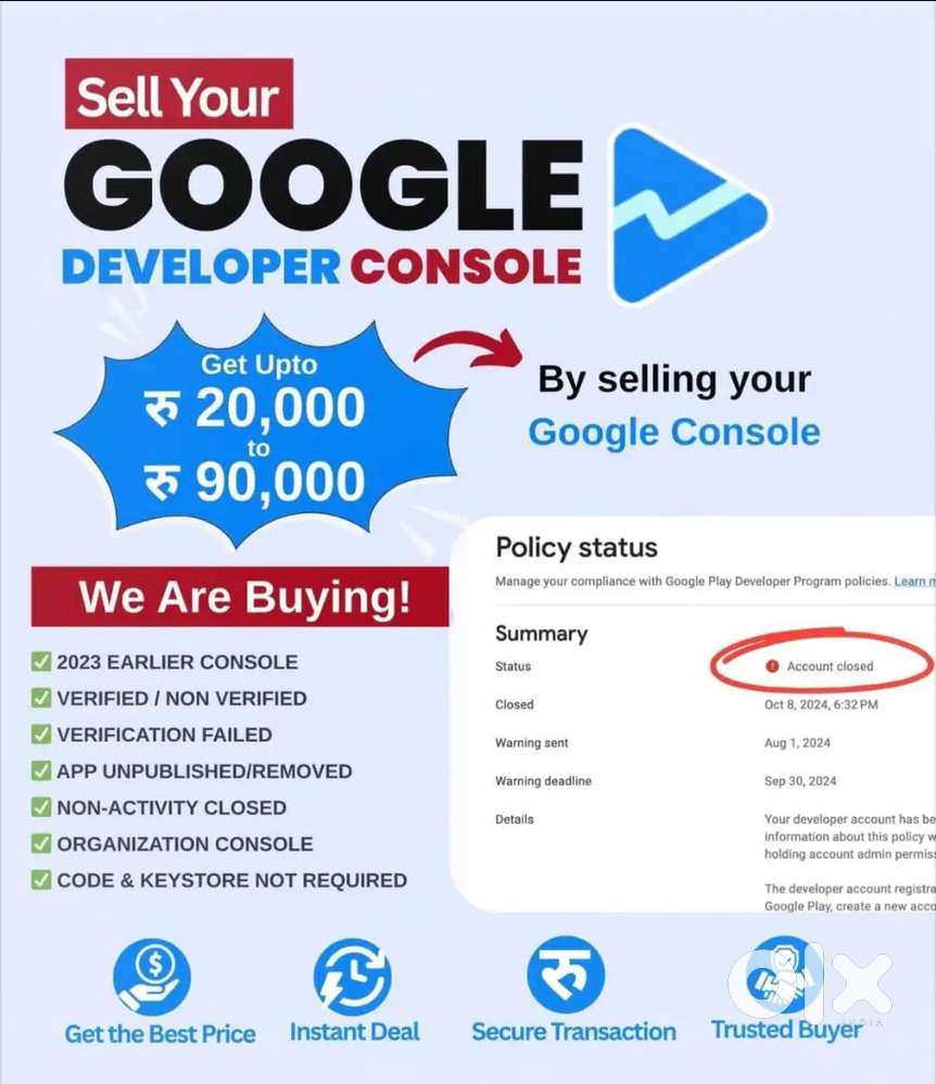 Sell  google console account