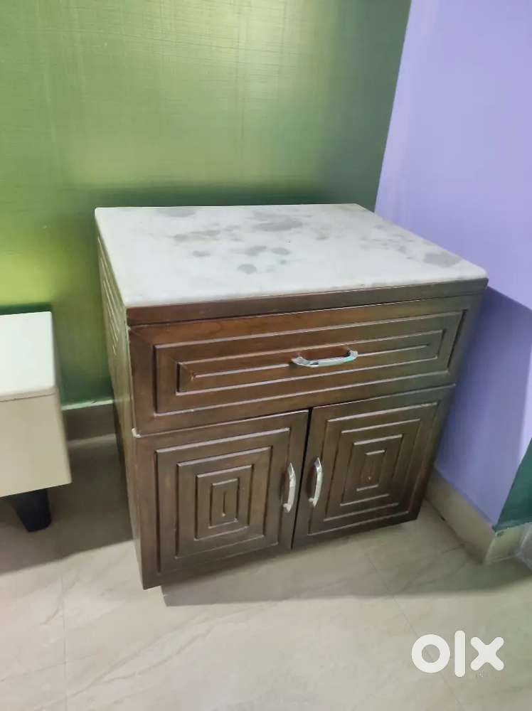 Bedside table/cabinet - Make wood - Removable Marble Top