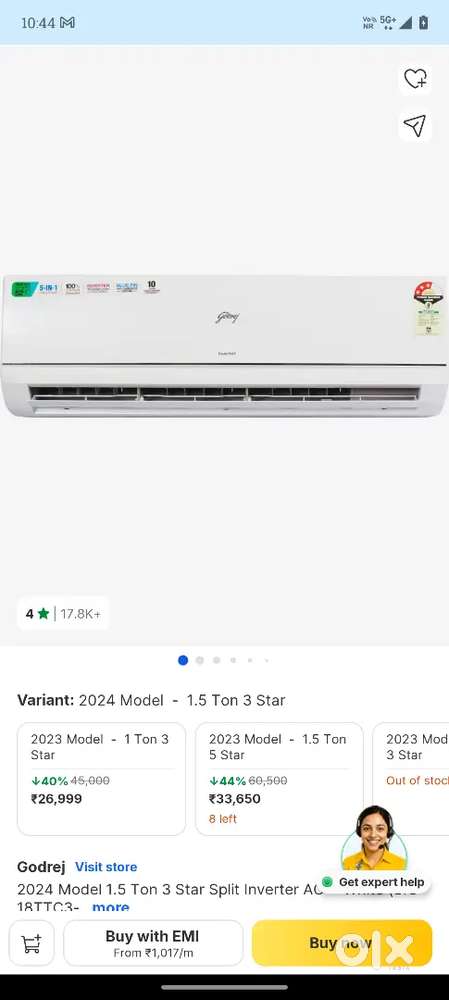 Godrej Ac 1.5 to 3 star