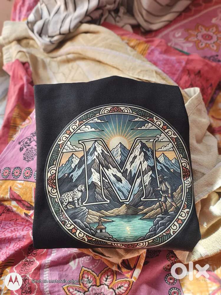 Custum printed full sleeve black tshirt