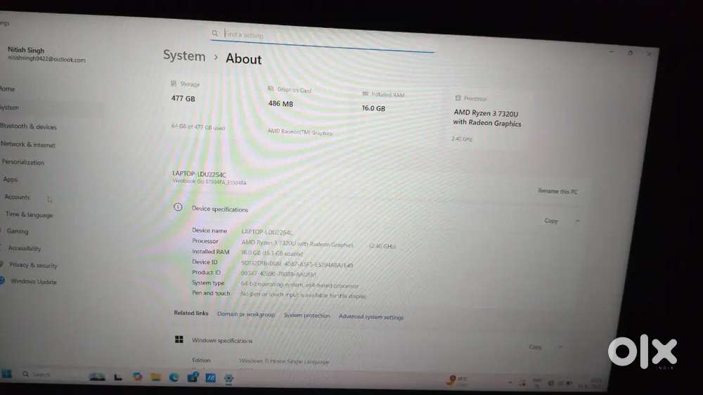 Asus vivobook rison 3 processer 4days old laptop