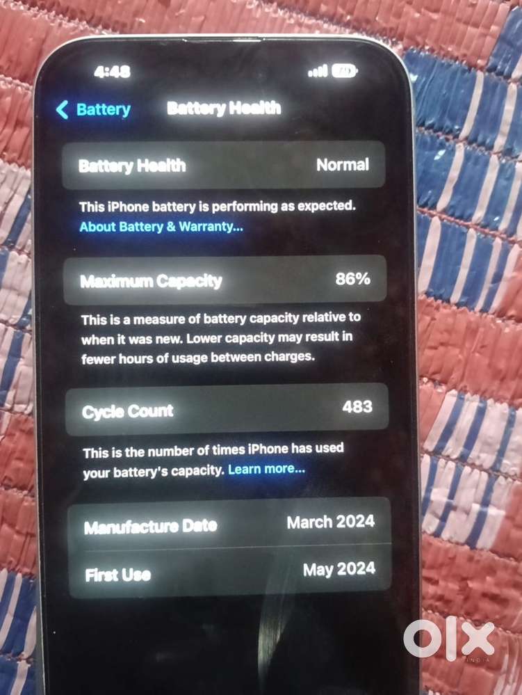 iPhone 15 plus battery health 86